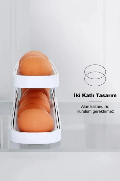 Roll 2'li Set 2 Katlı Yumurta Saklama Kabı Buzdolabı Yumurta Organizeri - Resim 4