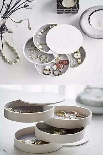 Elegance 2’li Kozmetik Düzenleyici Set ( Çekmeceli Rose Ve Döner takı kutusu ) Makyaj Organizer - 3