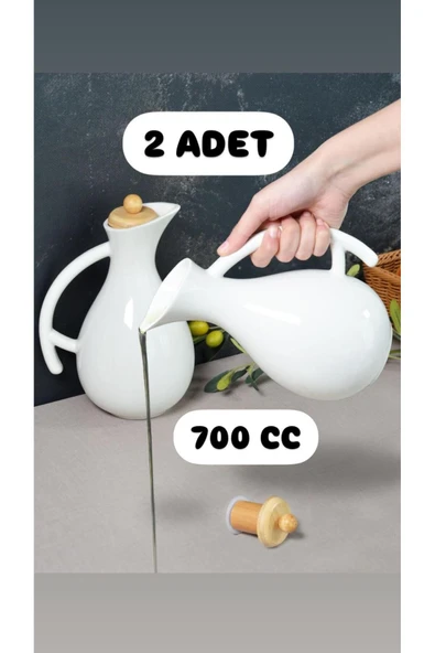 Fiona 700 Cc 2'li Porselen Yağlık Seti - Bambu Kapaklı Yağdanlık sirkelik set