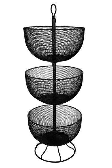 Viana 3 Katlı Metal Dekoratif Sebzelik Siyah - Meyvelik Patates soğan stand Rafı