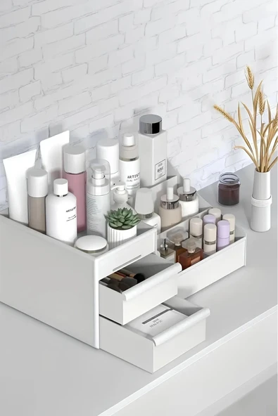 Rose Elegance Çekmeceli Çok Amaçlı Organizer Kozmetik Parfüm Rose Ruj Serum Takı Düzenleyici - 2