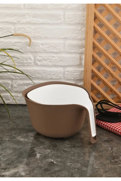 2 Parça Xl Boy Kulplu Meyve Sebze Yıkama Kabı Pirinç Süzgeci Delikli Bakliyat Yıkama kasesi