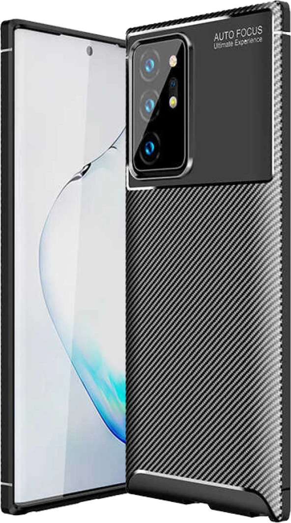 Samsung Galaxy Note 20 Ultra Kılıf Sert Korumalı Zırh Karbon Fiber Kapak