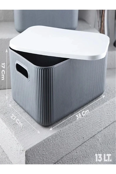 4'lü Storage Set Dolap Içi Düzenleyici Kapaklı Saklama Kutusu 21,13,6 lt Anaokulu Hobi Box - Resim 3