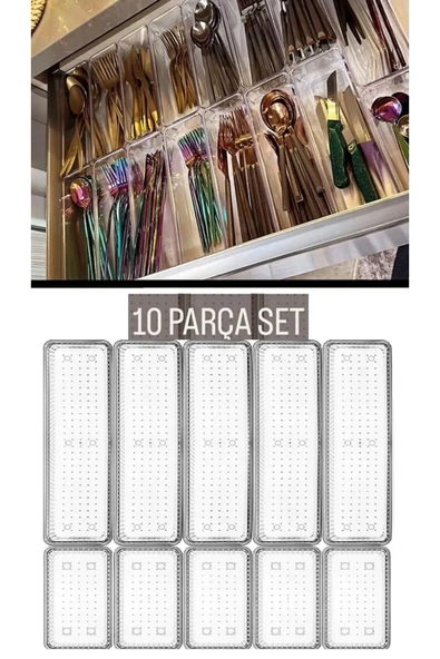 Bade 10 Parça Set 5 5 Modüler Mutfak Çekmece Içi Kaşıklık Çatal Bıçak Kaşık Organizer düzenleyici