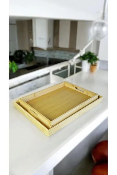 Bambu 2'li Dikdörtgen Tepsi 700586