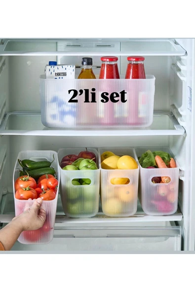 Line 2 Adet Buzdolabı Organizer 6 Lt Sebzelik Meyve Saklama Kabı ürün görseli