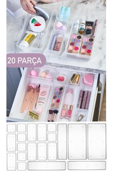 Bade 20 Parça Takı Kutusu Aksesuar Düzenleyici Kutu Kozmetik Makyaj Malzemesi Organizer
