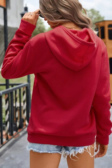 Kalp Baskılı Oversize Sweatshirt - Resim 7