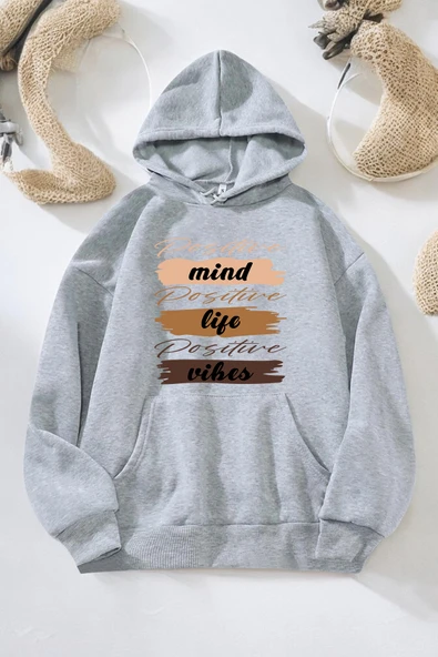 Mind Life Vibes Baskılı Oversize Sweatshirt