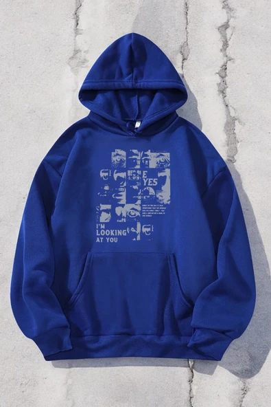 Looking Baskılı Oversize Sweatshirt - 3