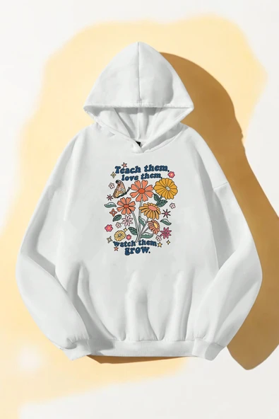 Flowers  Baskılı Oversize Sweatshirt - 3