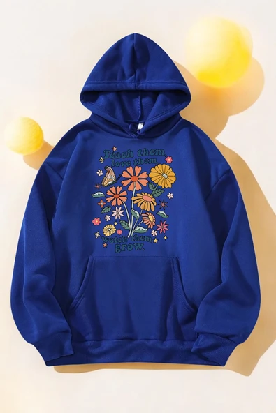 Flowers  Baskılı Oversize Sweatshirt - 5