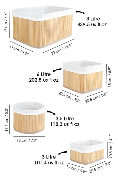 Bambu 4'lü Pinterest Stil Organizer Sepet 16572 - 8