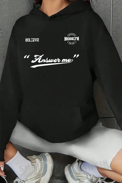 Answer me  Baskılı Oversize Sweatshirt