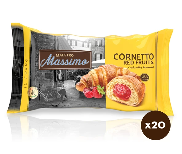 Cornetto Red Fruits (Kruvasan Kırmızı Meyveli) 45 Gram 20 Adet (1 Kutu)