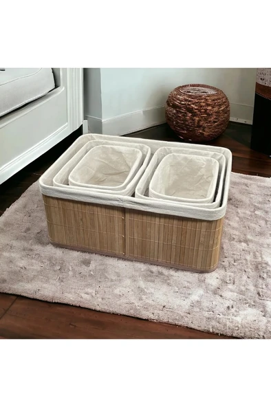 Bambu 5'li Pinterest Stil Organizer Sepet 16573