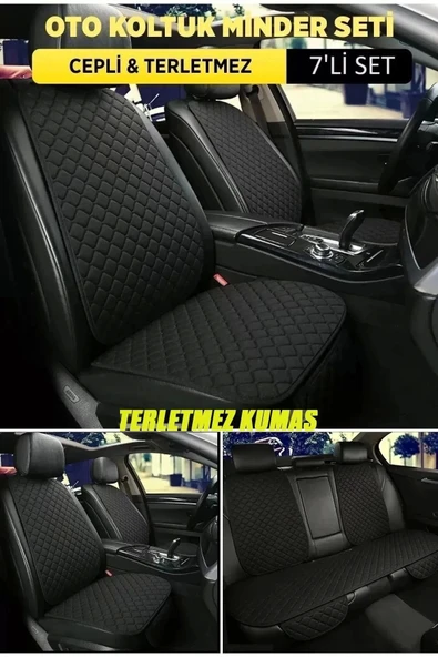 Mitsubishi Asx Terletmez Kumaş Minder Seti 7 Parça Full Takım siyah-siyah
