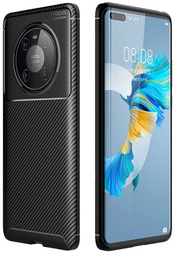 Huawei Mate 40 Pro Kılıf Sert Korumalı Zırh Karbon Fiber Kapak