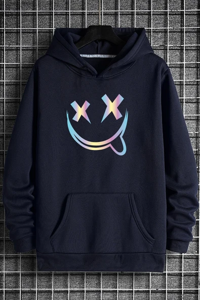 Holoram Smile Baskılı Oversize Sweatshirt