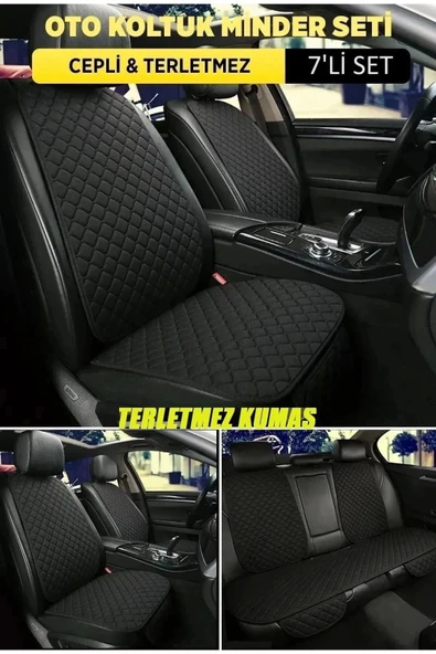 Chery Tiggo Terletmez Kumaş Minder Seti 7 Parça Full Takım siyah-siyah