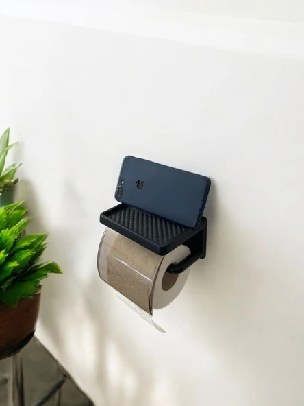 Binnex Deliksiz & Yapışkanlı Tuvalet Kağıdı Askısı Şık ve Kullanışlı Tasarım - 3