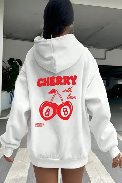 Cherry Baskılı Oversize Sweatshirt ürün görseli