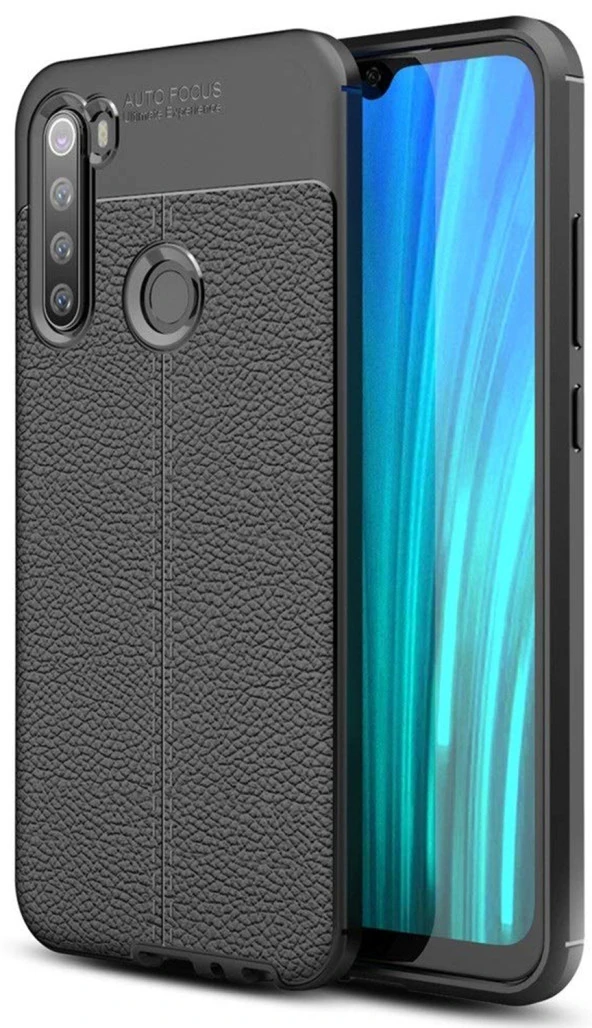 Xiaomi Redmi Note 8 Kılıf Deri Görünüm Sert Karbon Kapak