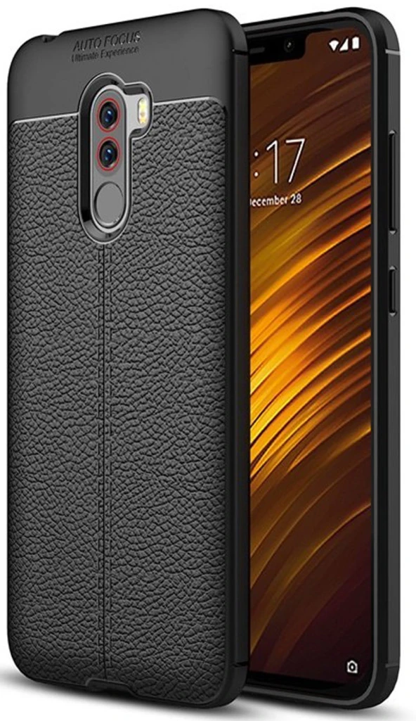 Xiaomi Pocophone F1 Kılıf Deri Görünümlü Silikon