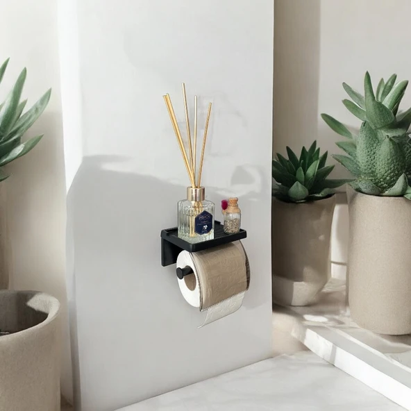 Binnex Deliksiz & Yapışkanlı Tuvalet Kağıdı Askısı Şık ve Kullanışlı Tasarım - 2