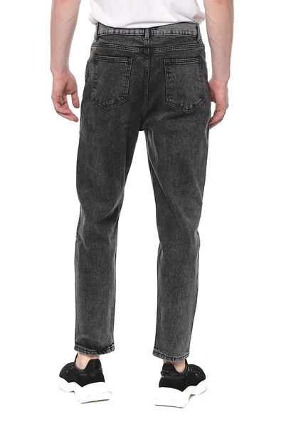 Erkek Bol Kesim Yırtık Detaylı Eskitme Efektli Jean Kot Pantolon - 5