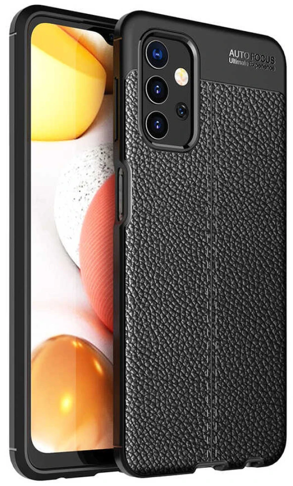 Samsung Galaxy A32 Kılıf Deri Görünüm Sert Karbon Kapak