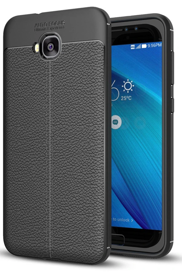 Asus Zenfone 4 Selfie ZD553KL Kılıf Deri Görünüm Sert Karbon Kapak