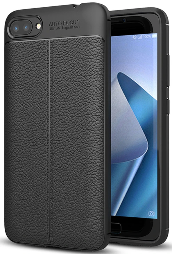 Asus Zenfone 4 Max ZC554KL Kılıf Deri Görünüm Sert Karbon Kapak