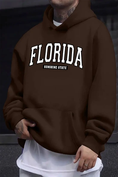 Florida Baskılı Oversize Sweatshirt - Resim 7