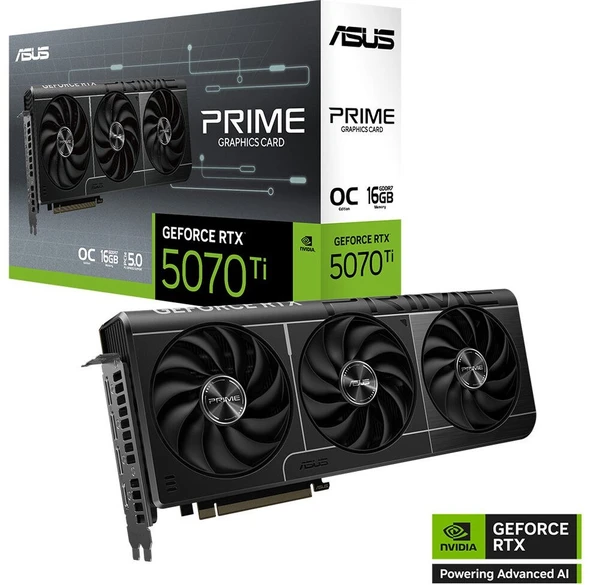 Asus -PRIME-RTX5070TI-O16G-NVIDIA-GEFORCE-RTX 5070 TI-16GB GDDR7-256BIT--OC-2XHDMI-3XDP-DLSS4 Ekran ürün görseli