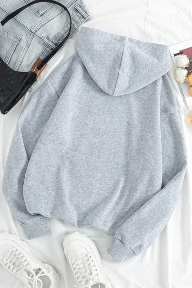 Faith Hope Love Baskılı Oversize Sweatshirt - Resim 4