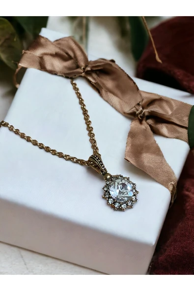 Kristal Taşlı Güneş Figür Kolye - Resim 2