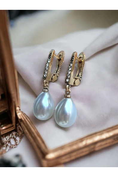 Zirkon Taşlı Mayorka İnci Küpe - Resim 2