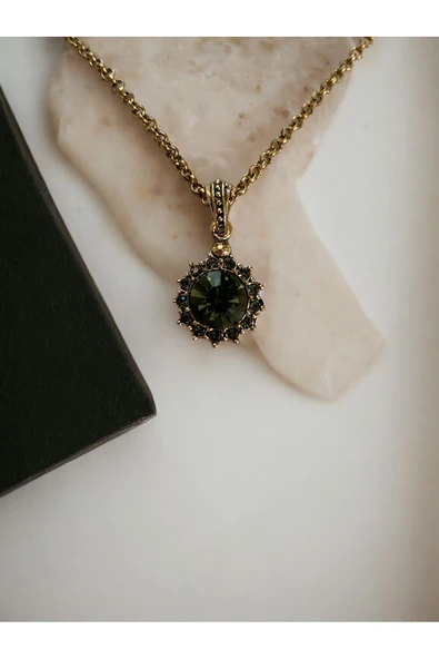 Kristal Taşlı Güneş Figür Kolye - Resim 3