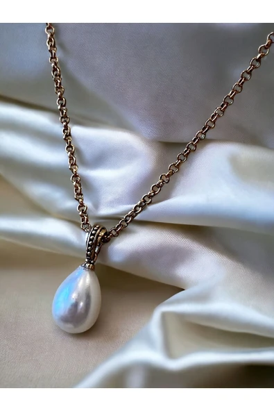 Zirkon Taşlı Mayorka İnci Kolye ve Mayorka İnci Küpe Seti - 5