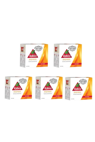 payitaht hurma Rabea Tea - Express Yumuşak Içimli Zengin Aromalı Siyah Çay 100 Poşet 5x Paket