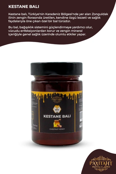 payitaht hurma Kestane Balı Zonguldak Bölgesi Enfeksiyon Koruyucu Mineralli Bağışıklık Güçlendiren Cam Kavanoz 460G - 2