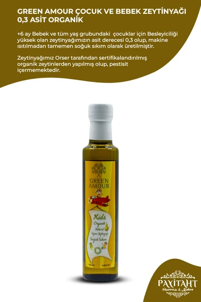 payitaht hurma Erken Hasat %100 Natürel Sızma Zeytinyağı Soğuk Sıkım 250 ml ve Çocuk ve Bebek Zeytinyağı 250ML - 2