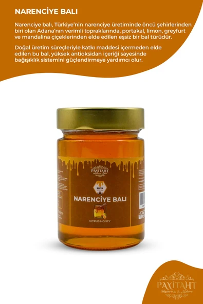 payitaht hurma Narenciye Balı Adana Bölgesi Yüksek Antioksidan C Vitamini Cam Kavanoz 460G - 2