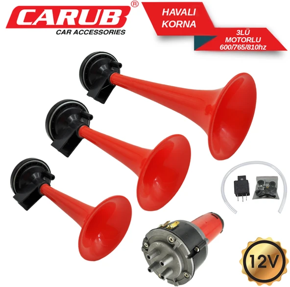 Korna 12V 3Lü Havali Motorlu