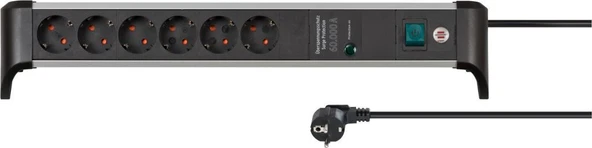 Brennenstuhl ALU-Office-Line Serisi 3 Metre Kablolu 6 Soketli 60.000 Amper Akım Korumalı Priz ürün görseli