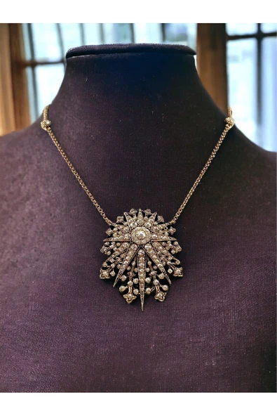 Zirkon Taşlı Kutup Yıldızı Kolye - Resim 3