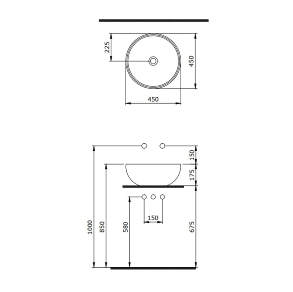 Bocchi Venezia Çanak Lavabo 45 Cm Mat Antrasit - 2