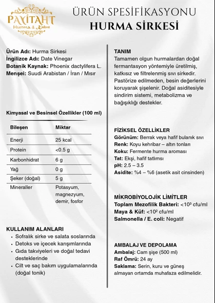 payitaht hurma Hallal Medine Fermente Hurma Sirkesi 500ml X3 Şişe - Resim 2